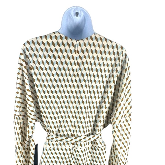 Tuckernuck NEW Tan Ocean Spray Geo Bex Long Sleeve Belted Midi Dress Size XXL - Picture 7 of 10